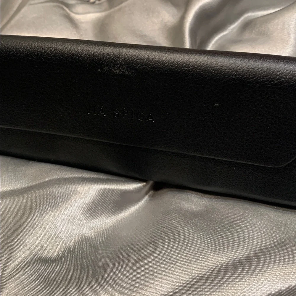 🌹Via Spiga • Black UNISEX GLASSES TRIFOLD GENUINE LEATHER Case •
